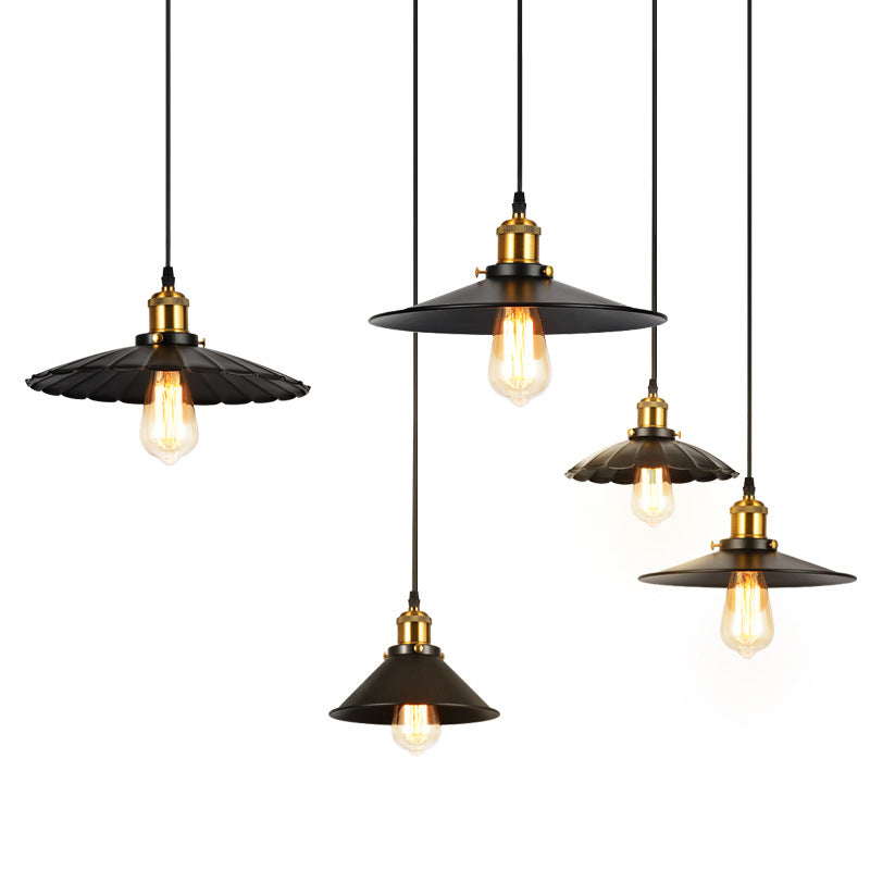 Conical Shade Iron Suspension Light Industrial Single-Bulb Restaurant Pendant Light in Black Clearhalo 'Art Deco Pendants' 'Black' 'Cast Iron' 'Ceiling Lights' 'Ceramic' 'Crystal' 'Industrial Pendants' 'Industrial' 'Metal' 'Middle Century Pendants' 'Pendant Lights' 'Pendants' 'Rustic Pendants' 'Tiffany' Lighting' 2415130