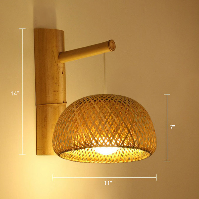 竹製織りランタン壁燭台中国1頭の木製の壁廊下のための吊り光
