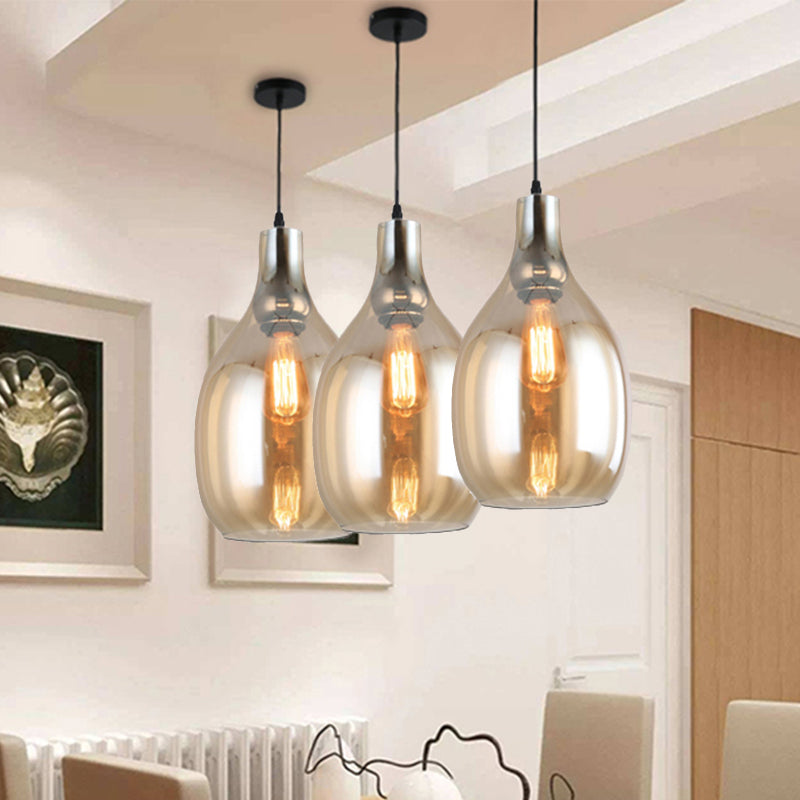 Bottle Pendant Lamp Modernist Blue/Amber Glass 1 Light Nickel Hanging Light Fixture for Bedroom Amber A Clearhalo 'Ceiling Lights' 'Glass shade' 'Glass' 'Modern Pendants' 'Modern' 'Pendant Lights' 'Pendants' Lighting' 241537