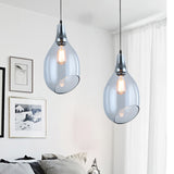 Bottle Pendant Lamp Modernist Blue/Amber Glass 1 Light Nickel Hanging Light Fixture for Bedroom Blue B Clearhalo 'Ceiling Lights' 'Glass shade' 'Glass' 'Modern Pendants' 'Modern' 'Pendant Lights' 'Pendants' Lighting' 241538