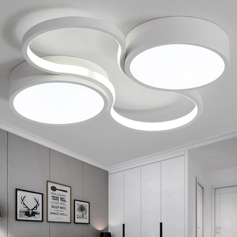 Black/White Circular Flush Mount Lamp Contemporary LED 19.5"/23.5" W Ceiling Flush with Acrylic Shade for Bedroom in Warm/White White White Clearhalo 'Ceiling Lights' 'Close To Ceiling Lights' 'Close to ceiling' 'Flush mount' Lighting' 241554