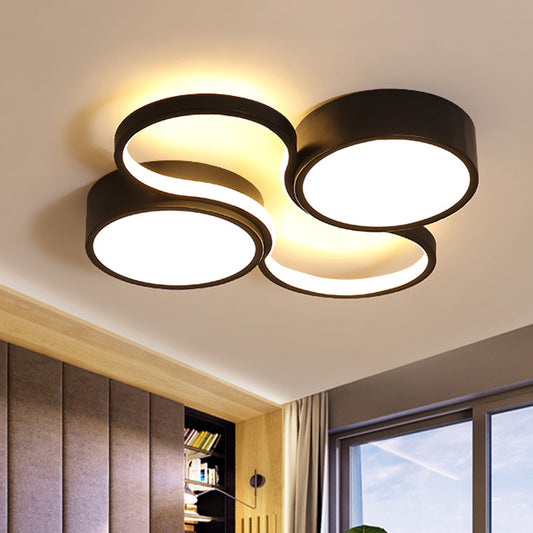 Black/White Circular Flush Mount Lamp Contemporary LED 19.5"/23.5" W Ceiling Flush with Acrylic Shade for Bedroom in Warm/White Black Warm Clearhalo 'Ceiling Lights' 'Close To Ceiling Lights' 'Close to ceiling' 'Flush mount' Lighting' 241556