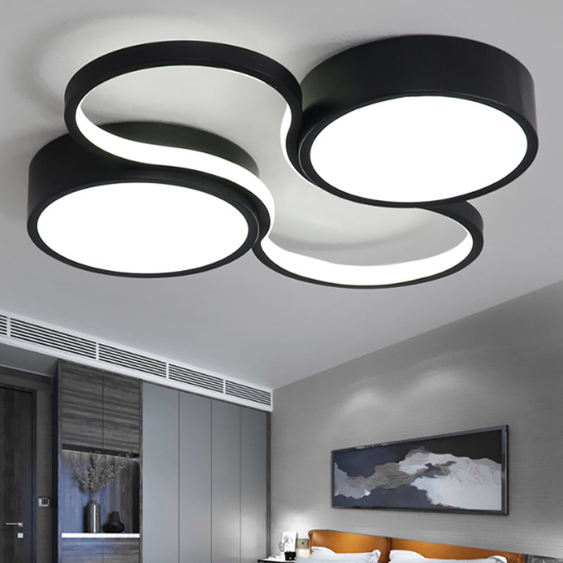 Black/White Circular Flush Mount Lamp Contemporary LED 19.5"/23.5" W Ceiling Flush with Acrylic Shade for Bedroom in Warm/White Black White Clearhalo 'Ceiling Lights' 'Close To Ceiling Lights' 'Close to ceiling' 'Flush mount' Lighting' 241557