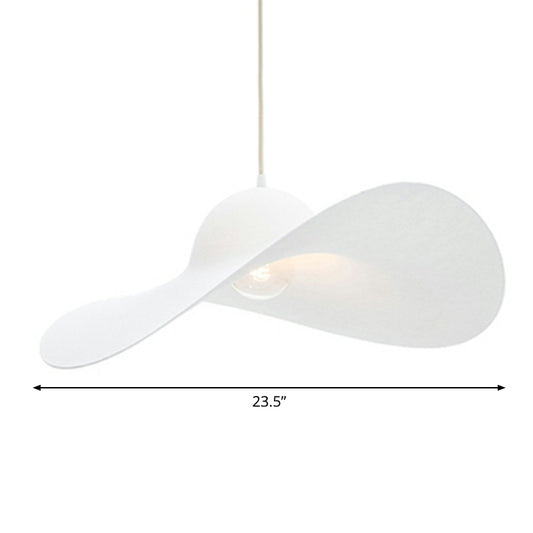 Wide-Brimmed Hat Shaped Pendant Lamp Minimalist Stylish PU Single Living Room Hanging Light White 23.5" Clearhalo 'Art Deco Pendants' 'Cast Iron' 'Ceiling Lights' 'Ceramic' 'Crystal' 'Industrial Pendants' 'Industrial' 'Metal' 'Middle Century Pendants' 'Pendant Lights' 'Pendants' 'Tiffany' Lighting' 2415605