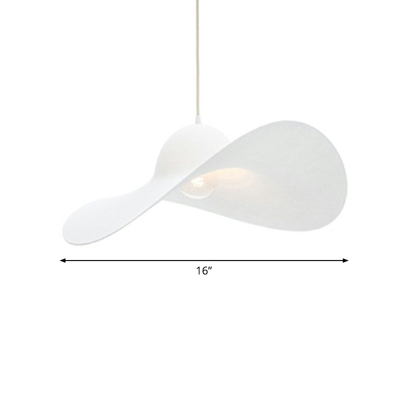 Wide-Brimmed Hat Shaped Pendant Lamp Minimalist Stylish PU Single Living Room Hanging Light White 16" Clearhalo 'Art Deco Pendants' 'Cast Iron' 'Ceiling Lights' 'Ceramic' 'Crystal' 'Industrial Pendants' 'Industrial' 'Metal' 'Middle Century Pendants' 'Pendant Lights' 'Pendants' 'Tiffany' Lighting' 2415606