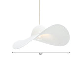 Wide-Brimmed Hat Shaped Pendant Lamp Minimalist Stylish PU Single Living Room Hanging Light White 16" Clearhalo 'Art Deco Pendants' 'Cast Iron' 'Ceiling Lights' 'Ceramic' 'Crystal' 'Industrial Pendants' 'Industrial' 'Metal' 'Middle Century Pendants' 'Pendant Lights' 'Pendants' 'Tiffany' Lighting' 2415606