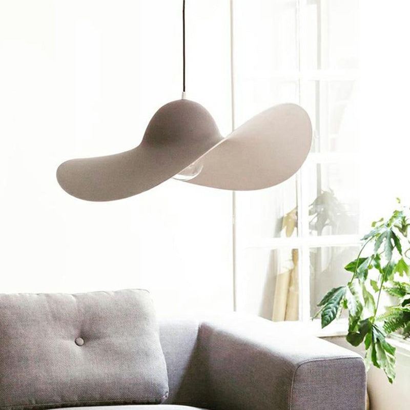 Wide-Brimmed Hat Shaped Pendant Lamp Minimalist Stylish PU Single Living Room Hanging Light Clearhalo 'Art Deco Pendants' 'Cast Iron' 'Ceiling Lights' 'Ceramic' 'Crystal' 'Industrial Pendants' 'Industrial' 'Metal' 'Middle Century Pendants' 'Pendant Lights' 'Pendants' 'Tiffany' Lighting' 2415607