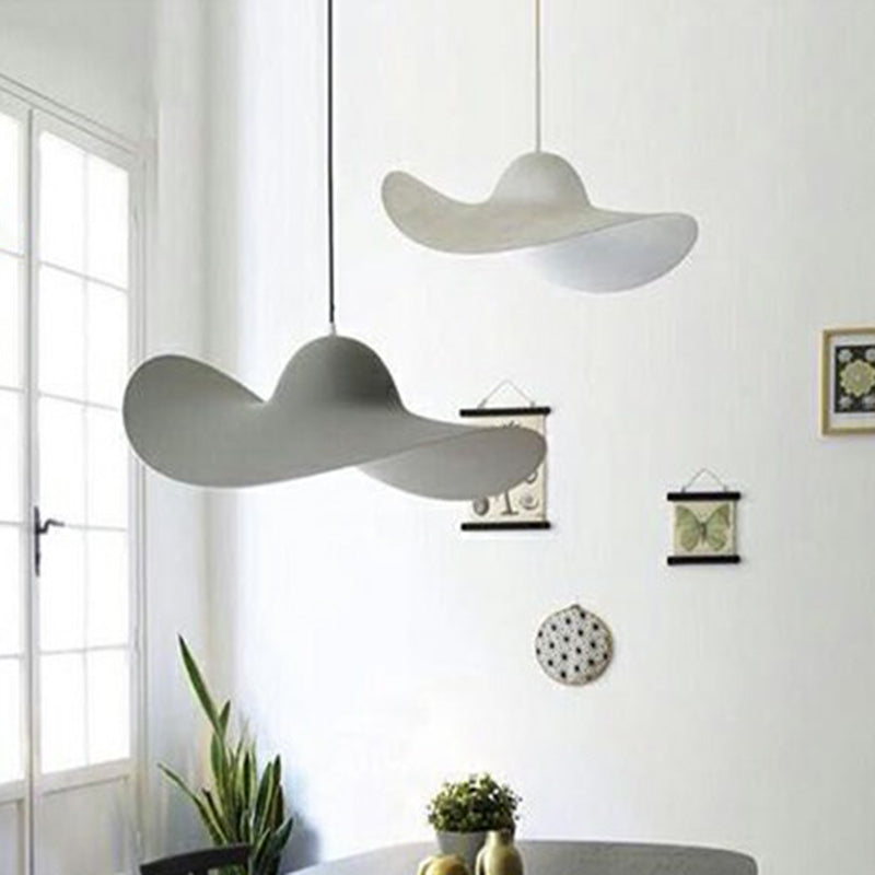 Wide-Brimmed Hat Shaped Pendant Lamp Minimalist Stylish PU Single Living Room Hanging Light Clearhalo 'Art Deco Pendants' 'Cast Iron' 'Ceiling Lights' 'Ceramic' 'Crystal' 'Industrial Pendants' 'Industrial' 'Metal' 'Middle Century Pendants' 'Pendant Lights' 'Pendants' 'Tiffany' Lighting' 2415609