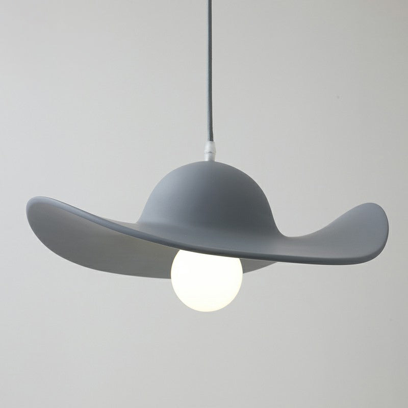 Wide-Brimmed Hat Shaped Pendant Lamp Minimalist Stylish PU Single Living Room Hanging Light Clearhalo 'Art Deco Pendants' 'Cast Iron' 'Ceiling Lights' 'Ceramic' 'Crystal' 'Industrial Pendants' 'Industrial' 'Metal' 'Middle Century Pendants' 'Pendant Lights' 'Pendants' 'Tiffany' Lighting' 2415611