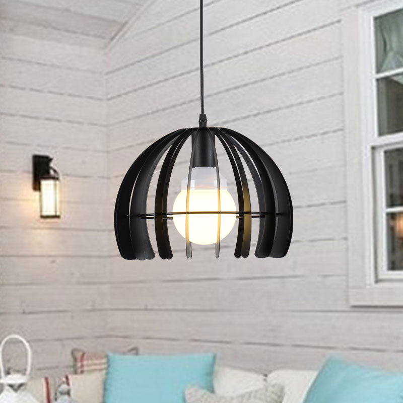 1-Light Hemisphere Pendant Lamp Factory Black Metal Hanging Light Fixture for Living Room Clearhalo 'Art Deco Pendants' 'Black' 'Cast Iron' 'Ceiling Lights' 'Ceramic' 'Crystal' 'Industrial Pendants' 'Industrial' 'Metal' 'Middle Century Pendants' 'Pendant Lights' 'Pendants' 'Rustic Pendants' 'Tiffany' Lighting' 2415719