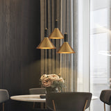 Brass Cone Pendant Lamp Minimalist Metal 1-Light Dining Room Suspension Light Fixture Clearhalo 'Ceiling Lights' 'Pendant Lights' 'Pendants' Lighting' 2415771