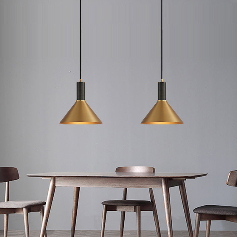 Brass Cone Pendant Lamp Minimalist Metal 1-Light Dining Room Suspension Light Fixture Clearhalo 'Ceiling Lights' 'Pendant Lights' 'Pendants' Lighting' 2415773