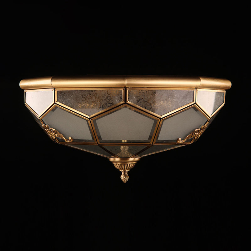 Bowl Flush Mount Ceiling Light Classic Brass Frost Glass Flush Light Fixture for Living Room Clearhalo 'Ceiling Lights' 'Close To Ceiling Lights' 'Close to ceiling' 'Flush mount' Lighting' 2415810