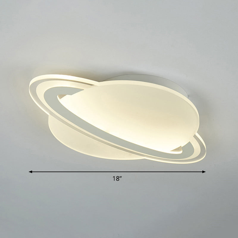 Kids Planet Shaped Flush Mount Acrylic Bedroom LED Ceiling Mounted Light in White White 18" Warm Clearhalo 'Ceiling Lights' 'Close To Ceiling Lights' 'Close to ceiling' 'Flush mount' Lighting' 2415860