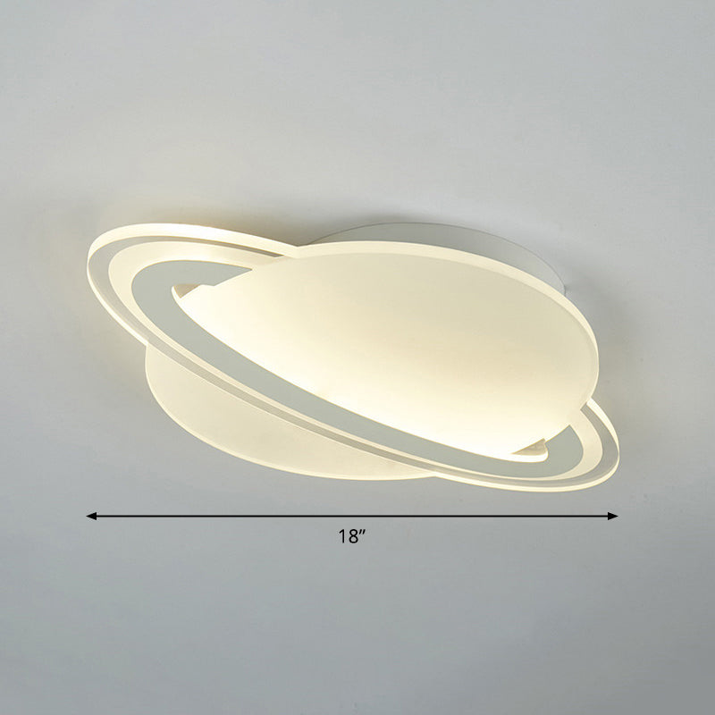 Kids Planet Shaped Flush Mount Acrylic Bedroom LED Ceiling Mounted Light in White White 18" Remote Control Stepless Dimming Clearhalo 'Ceiling Lights' 'Close To Ceiling Lights' 'Close to ceiling' 'Flush mount' Lighting' 2415862