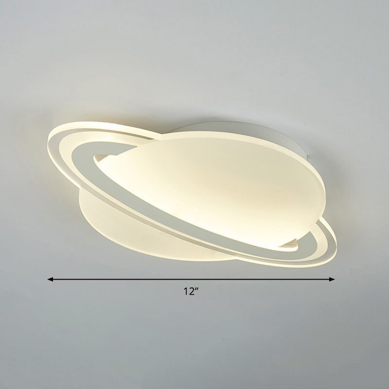 Kids Planet Shaped Flush Mount Acrylic Bedroom LED Ceiling Mounted Light in White White 12" Remote Control Stepless Dimming Clearhalo 'Ceiling Lights' 'Close To Ceiling Lights' 'Close to ceiling' 'Flush mount' Lighting' 2415866