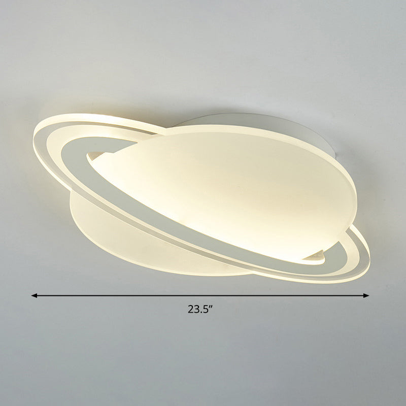 Kids Planet Shaped Flush Mount Acrylic Bedroom LED Ceiling Mounted Light in White White 23.5" Warm Clearhalo 'Ceiling Lights' 'Close To Ceiling Lights' 'Close to ceiling' 'Flush mount' Lighting' 2415868