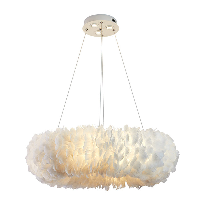 Nordic Loop Shaped Chandelier Pendant Feather Dining Room Suspended Lighting Fixture Clearhalo 'Ceiling Lights' 'Chandeliers' 'Modern Chandeliers' 'Modern' Lighting' 2415955