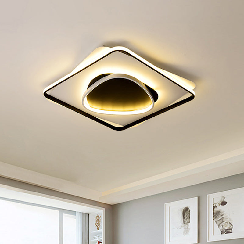 Acrylic Square Flush Ceiling Light Modern LED Black Flush Mount Lamp in Warm/White Light, 18"/23.5" Wide Clearhalo 'Ceiling Lights' 'Close To Ceiling Lights' 'Close to ceiling' 'Flush mount' Lighting' 241635