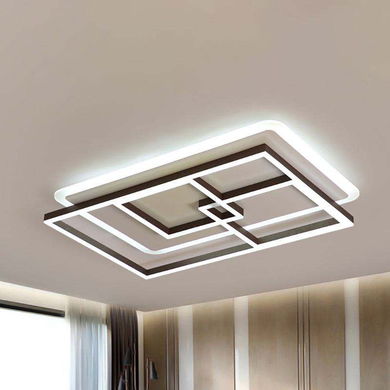 39"/47" Wide Simple Rectangular Ceiling Lamp Acrylic LED Living Room Flush Mount Lighting in Warm/White Light Clearhalo 'Ceiling Lights' 'Close To Ceiling Lights' 'Close to ceiling' 'Flush mount' Lighting' 241656