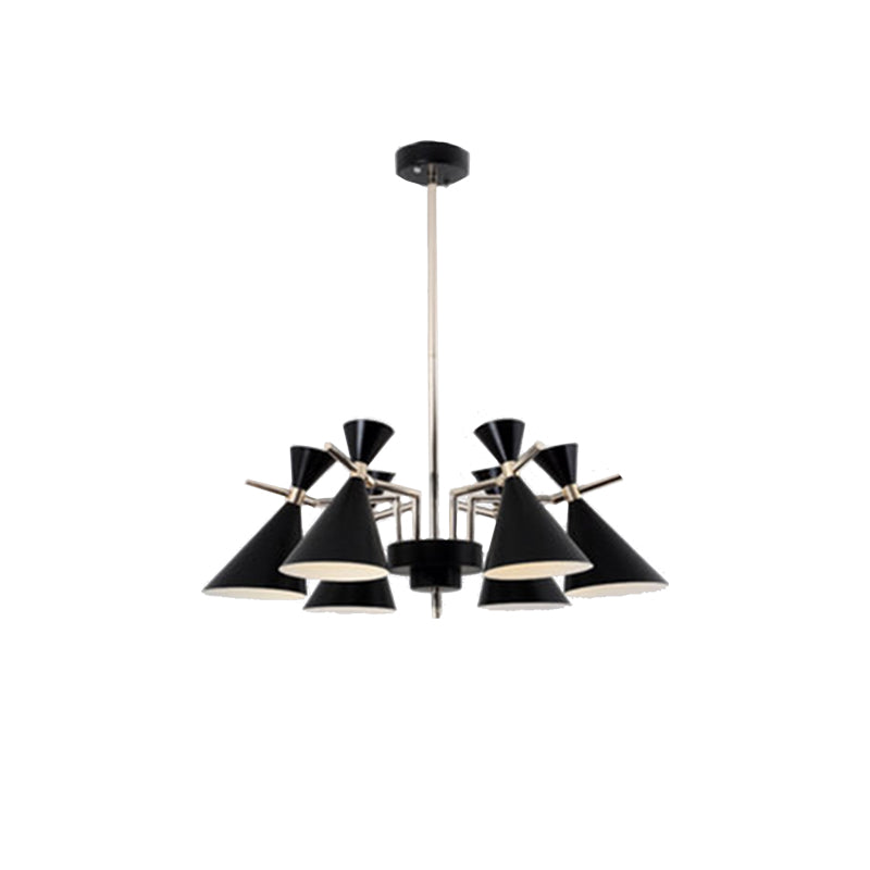 Nordic Bi-conical Pendant Chandelier Metal 3/6 Lights Black/White/Pink Dining Room Chandelier Lighting Fixture Clearhalo 'Ceiling Lights' 'Chandeliers' 'Modern Chandeliers' 'Modern' Lighting' 241710