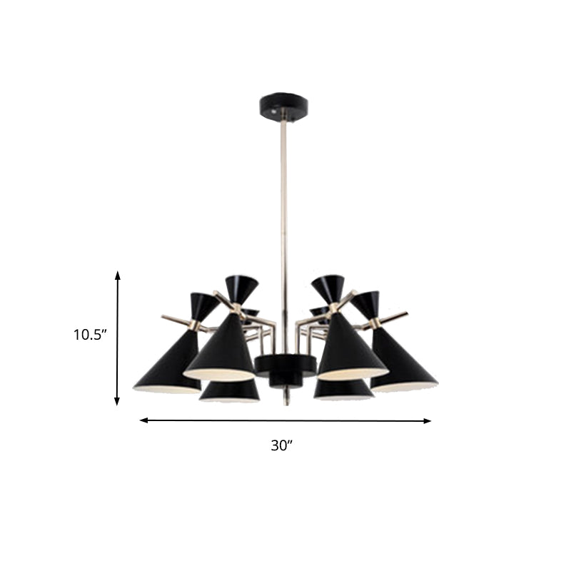 Nordic Bi-conical Pendant Chandelier Metal 3/6 Lights Black/White/Pink Dining Room Chandelier Lighting Fixture Clearhalo 'Ceiling Lights' 'Chandeliers' 'Modern Chandeliers' 'Modern' Lighting' 241711