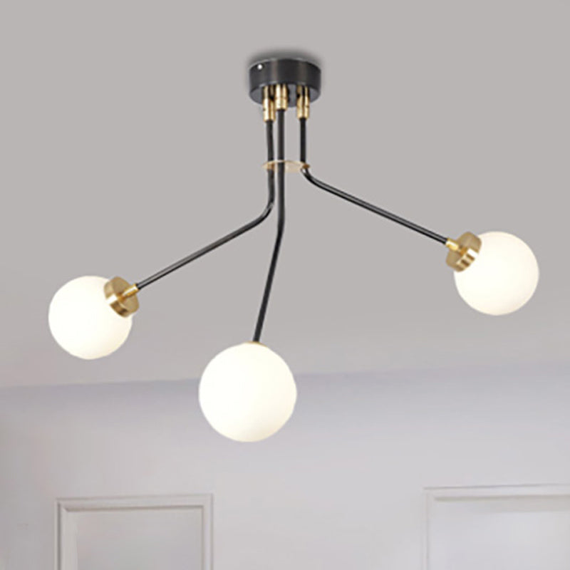 Multiple Rod Metal Semi Flush Lighting Modern 3/7 Lights Black Semi Flush Ceiling Lamp Fixture for Dining Room 3 Black Clearhalo 'Ceiling Lights' 'Close To Ceiling Lights' 'Close to ceiling' 'Semi-flushmount' Lighting' 241712