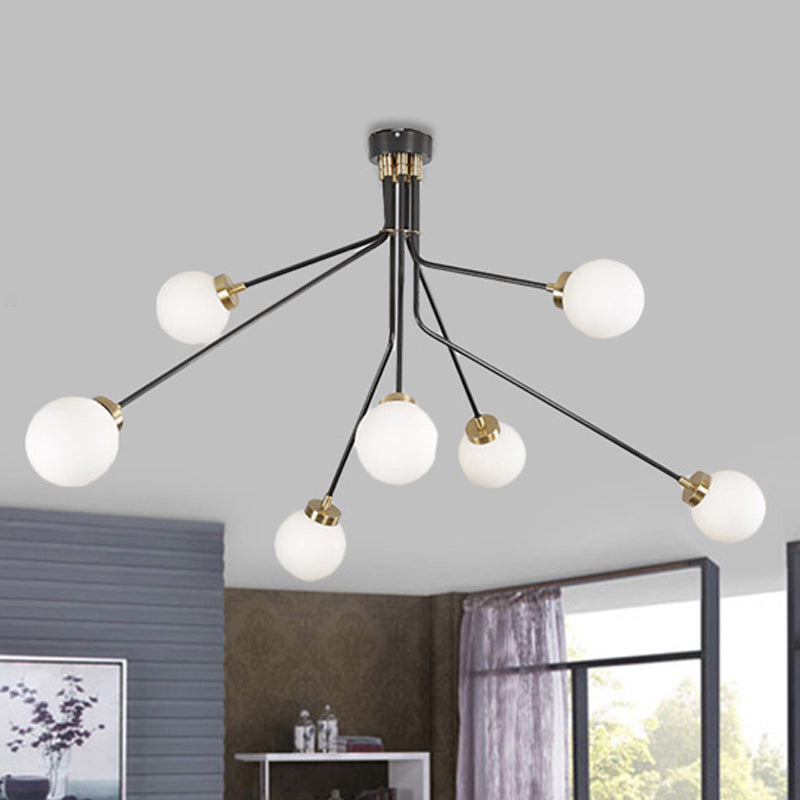 Multiple Rod Metal Semi Flush Lighting Modern 3/7 Lights Black Semi Flush Ceiling Lamp Fixture for Dining Room 7 Black Clearhalo 'Ceiling Lights' 'Close To Ceiling Lights' 'Close to ceiling' 'Semi-flushmount' Lighting' 241714