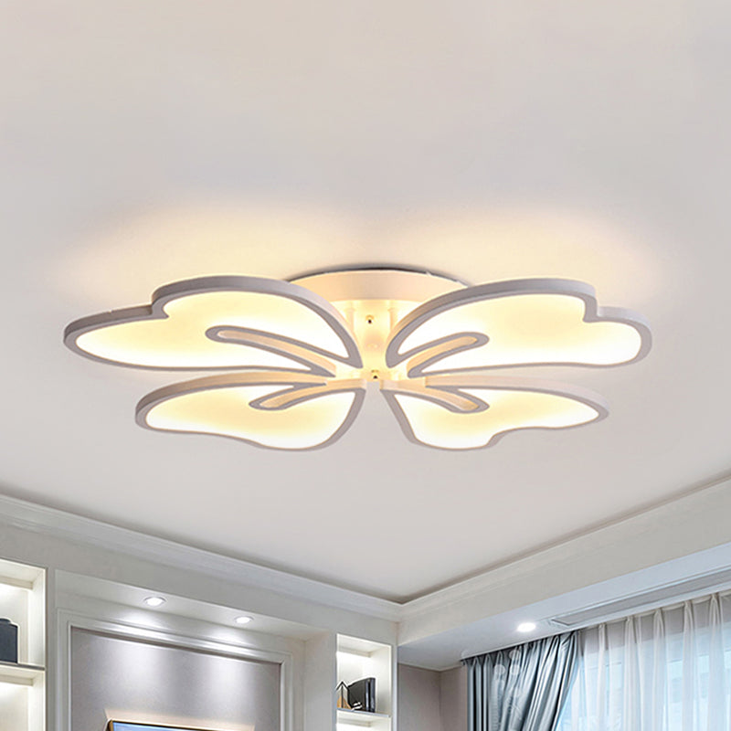 Acrylic Blossom Semi Flush Mount Modernism 3/4/5 Lights LED Ceiling Light Fixture in Warm/White/Natural Light 4 White Clearhalo 'Ceiling Lights' 'Close To Ceiling Lights' 'Close to ceiling' 'Semi-flushmount' Lighting' 241722