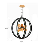 Globe Chandelier Pendant Light Nordic Wood LED Black/White Hanging Pendant Lamp for Bedroom Clearhalo 'Ceiling Lights' 'Chandeliers' 'Modern Chandeliers' 'Modern' Lighting' 241732