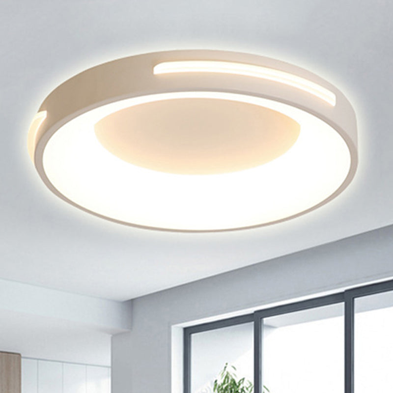 Circle Flush Ceiling Light Modern Metal LED White Light with Acrylic Diffuser in White/Warm Light, 12"/16"/19.5" Wide Clearhalo 'Ceiling Lights' 'Close To Ceiling Lights' 'Close to ceiling' 'Flush mount' Lighting' 241767