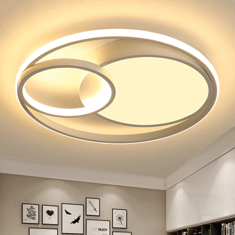 Ring Flush Mount Lamp Contemporary Metal LED White/Black Ceiling Mounted Light in White/Warm Light, 16"/19"/23.5" Wide Clearhalo 'Ceiling Lights' 'Close To Ceiling Lights' 'Close to ceiling' 'Flush mount' Lighting' 241774