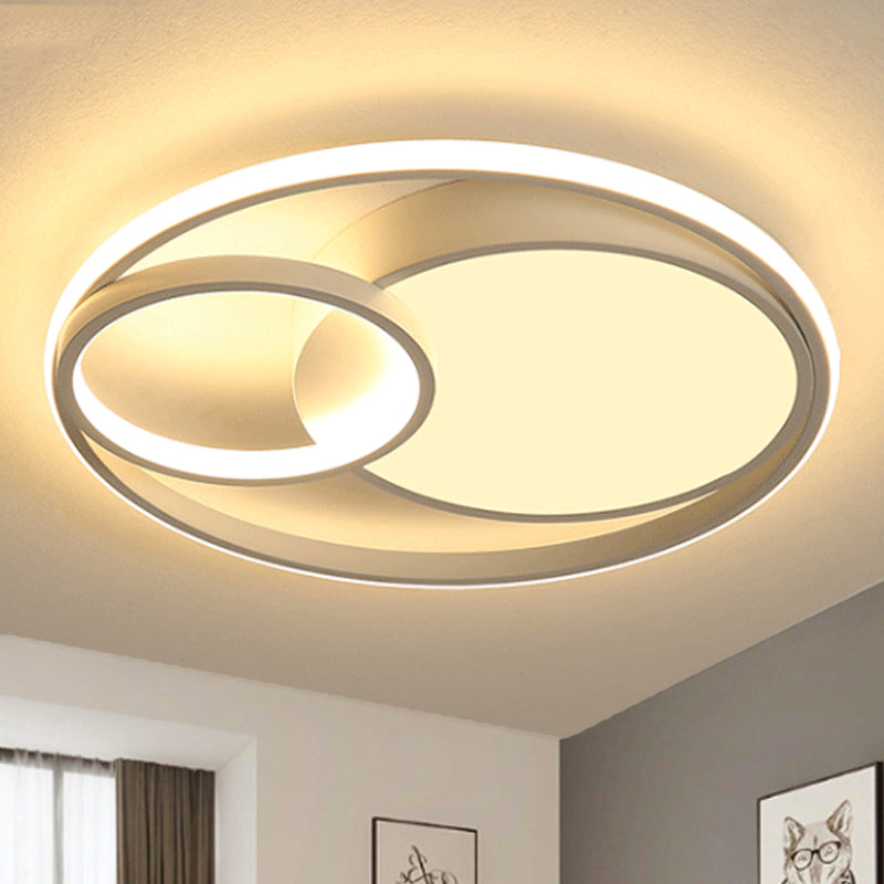 Ring Flush Mount Lamp Contemporary Metal LED White/Black Ceiling Mounted Light in White/Warm Light, 16"/19"/23.5" Wide Clearhalo 'Ceiling Lights' 'Close To Ceiling Lights' 'Close to ceiling' 'Flush mount' Lighting' 241775