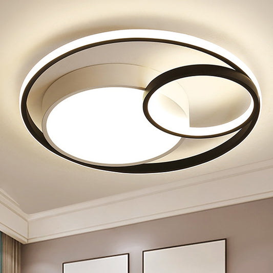 Ring Flush Mount Lamp Contemporary Metal LED White/Black Ceiling Mounted Light in White/Warm Light, 16"/19"/23.5" Wide Clearhalo 'Ceiling Lights' 'Close To Ceiling Lights' 'Close to ceiling' 'Flush mount' Lighting' 241777