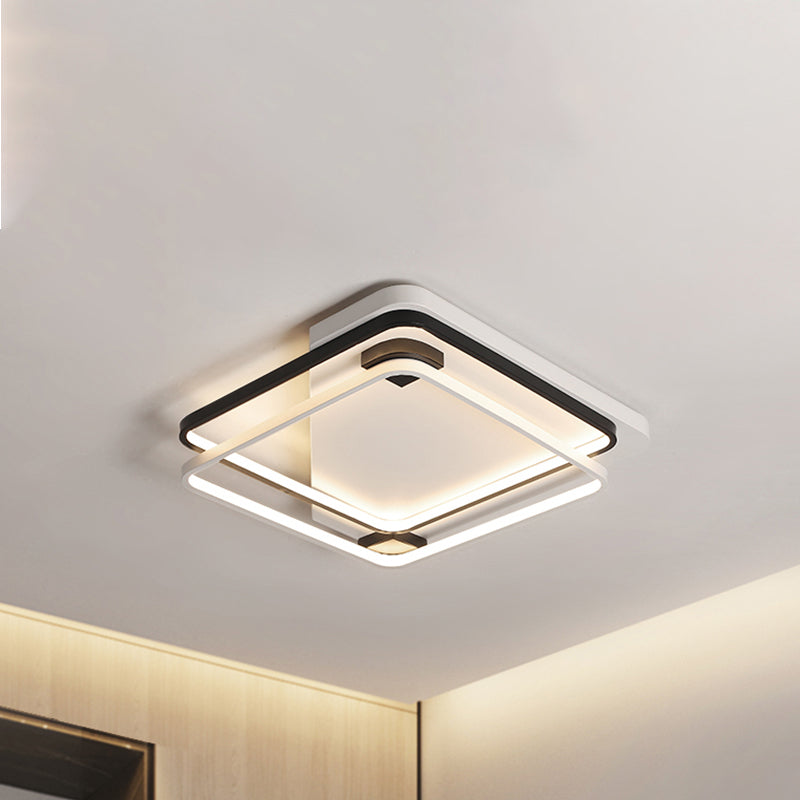 18"/22"27.5" Wide Acrylic Rectangular Ceiling Light Modern LED Black and White Flushmount in Warm/White Light Black-White Warm Clearhalo 'Ceiling Lights' 'Close To Ceiling Lights' 'Close to ceiling' 'Flush mount' Lighting' 241787