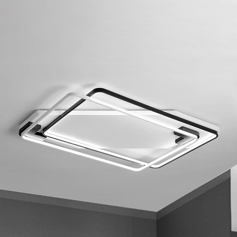 18"/22"27.5" Wide Acrylic Rectangular Ceiling Light Modern LED Black and White Flushmount in Warm/White Light Clearhalo 'Ceiling Lights' 'Close To Ceiling Lights' 'Close to ceiling' 'Flush mount' Lighting' 241789