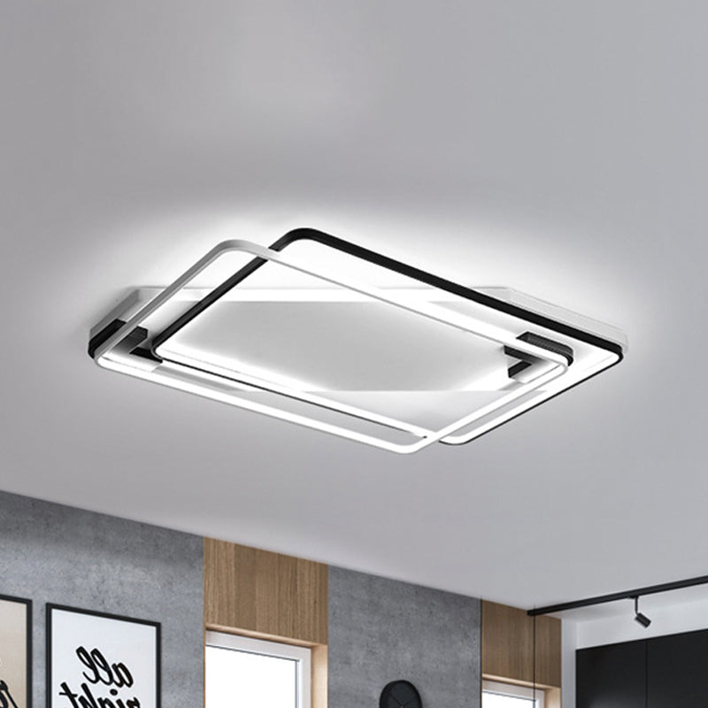 18"/22"27.5" Wide Acrylic Rectangular Ceiling Light Modern LED Black and White Flushmount in Warm/White Light Black-White 41" Clearhalo 'Ceiling Lights' 'Close To Ceiling Lights' 'Close to ceiling' 'Flush mount' Lighting' 241790