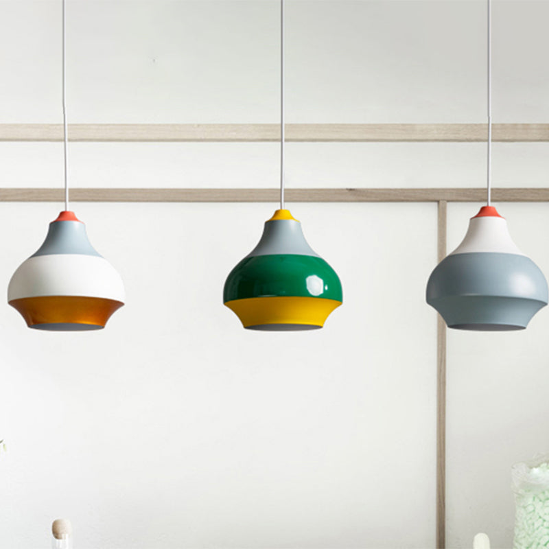 Urn Hanging Light Modern Metal 1 Light Grey/White/Green Pendant Light for Bedroom Clearhalo 'Ceiling Lights' 'Modern Pendants' 'Modern' 'Pendant Lights' 'Pendants' Lighting' 241793