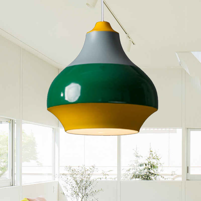 Urn Hanging Light Modern Metal 1 Light Grey/White/Green Pendant Light for Bedroom Green Clearhalo 'Ceiling Lights' 'Modern Pendants' 'Modern' 'Pendant Lights' 'Pendants' Lighting' 241795