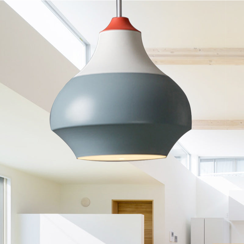 Urn Hanging Light Modern Metal 1 Light Grey/White/Green Pendant Light for Bedroom Grey Clearhalo 'Ceiling Lights' 'Modern Pendants' 'Modern' 'Pendant Lights' 'Pendants' Lighting' 241796