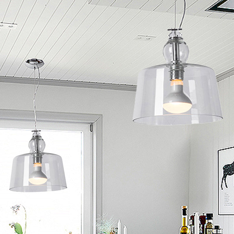 Modern 1 Light Pendant Light with Clear Glass Shade Chrome Upside-Down Trifle Bowl Hanging Lamp Fixture Clearhalo 'Ceiling Lights' 'Glass shade' 'Glass' 'Modern Pendants' 'Modern' 'Pendant Lights' 'Pendants' Lighting' 241813