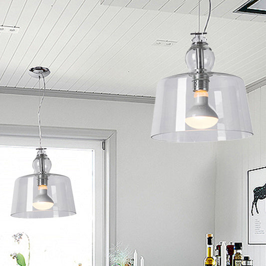 Modern 1 Light Pendant Light with Clear Glass Shade Chrome Upside-Down Trifle Bowl Hanging Lamp Fixture Clearhalo 'Ceiling Lights' 'Glass shade' 'Glass' 'Modern Pendants' 'Modern' 'Pendant Lights' 'Pendants' Lighting' 241813