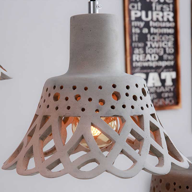 Etched Pendant Lighting in Nordic Style Concrete 1 Light Grey/White/Yellow Hanging Light with Geometric/Bell/Flared Shade Clearhalo 'Ceiling Lights' 'Modern Pendants' 'Modern' 'Pendant Lights' 'Pendants' Lighting' 241817