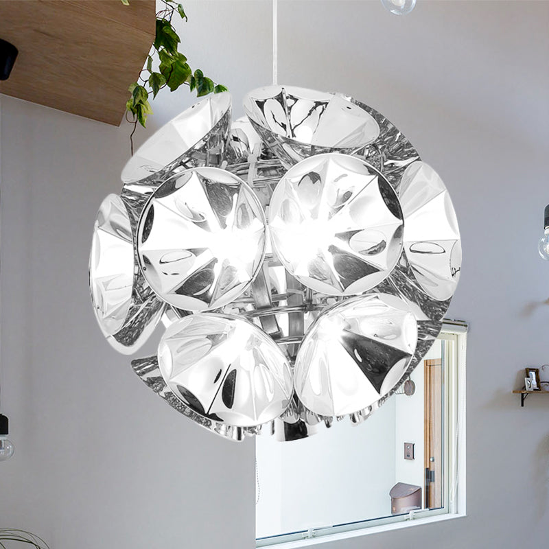 Ball Pendant Light Fixture Modernism Metal Chrome/Gold LED Hanging Ceiling Light in White/Warm, 7"/11" Dia Chrome Clearhalo 'Ceiling Lights' 'Modern Pendants' 'Modern' 'Pendant Lights' 'Pendants' Lighting' 241835