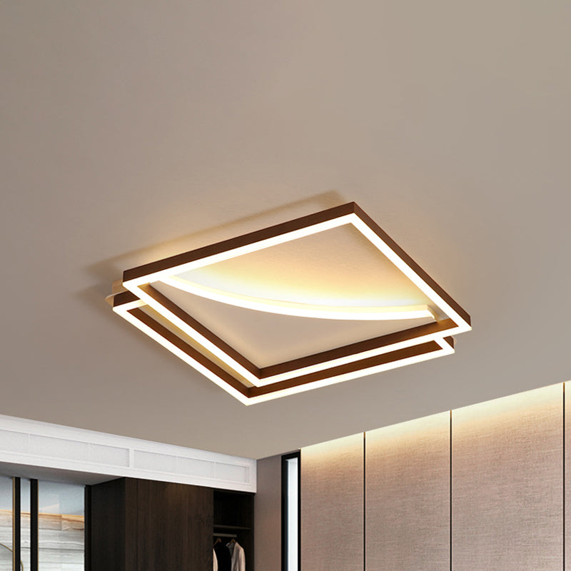 Overlapping Ceiling Light Fixture Modernism Acrylic LED Coffee Brown Flush Mount Lamp in Warm/White Light, 16"/20.5"/24.5" Wide Coffee Clearhalo 'Ceiling Lights' 'Close To Ceiling Lights' 'Close to ceiling' 'Flush mount' Lighting' 241838