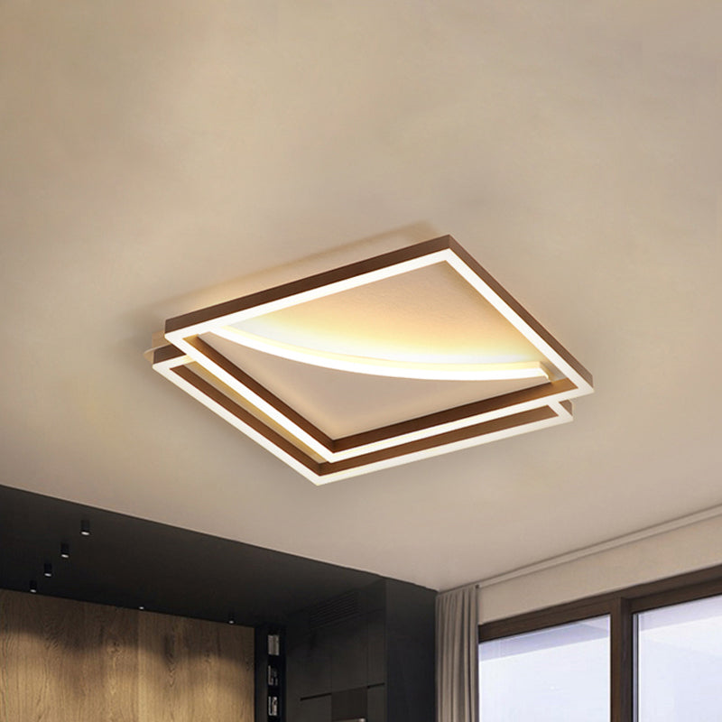 Overlapping Ceiling Light Fixture Modernism Acrylic LED Coffee Brown Flush Mount Lamp in Warm/White Light, 16"/20.5"/24.5" Wide Clearhalo 'Ceiling Lights' 'Close To Ceiling Lights' 'Close to ceiling' 'Flush mount' Lighting' 241839