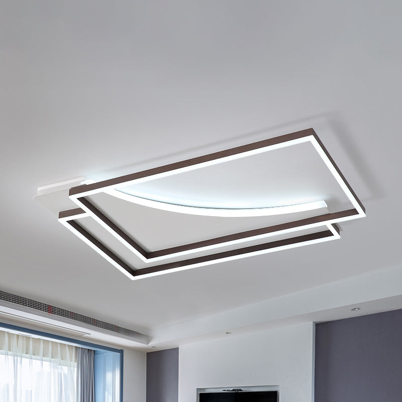 Overlapping Ceiling Light Fixture Modernism Acrylic LED Coffee Brown Flush Mount Lamp in Warm/White Light, 16"/20.5"/24.5" Wide Coffee White Clearhalo 'Ceiling Lights' 'Close To Ceiling Lights' 'Close to ceiling' 'Flush mount' Lighting' 241840