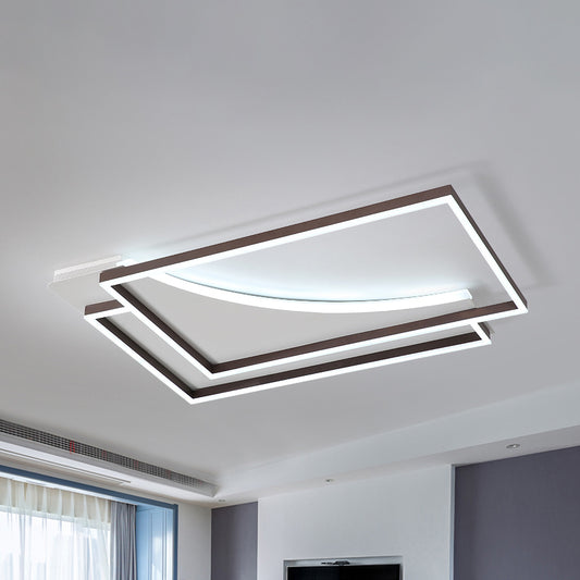 Overlapping Ceiling Light Fixture Modernism Acrylic LED Coffee Brown Flush Mount Lamp in Warm/White Light, 16"/20.5"/24.5" Wide Coffee White Clearhalo 'Ceiling Lights' 'Close To Ceiling Lights' 'Close to ceiling' 'Flush mount' Lighting' 241840