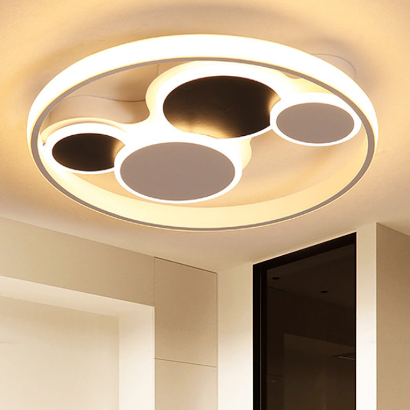 Simple Circle Flush Mount Lighting Metal LED Living Room Ceiling Light Fixture in White/Warm Light, 16.5"/19.5" Wide Clearhalo 'Ceiling Lights' 'Close To Ceiling Lights' 'Close to ceiling' 'Flush mount' Lighting' 241844