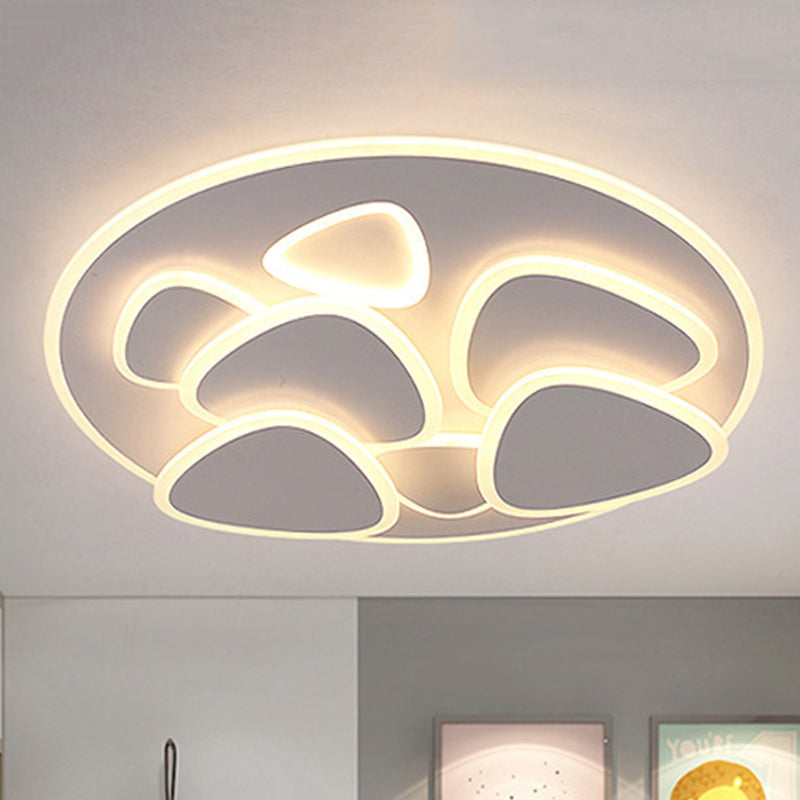 Tiered Flush Ceiling Light Modern Metal and Acrylic LED White Ceiling Flush in White/Warm Light, 19.5"/31" Wide White 31" Clearhalo 'Ceiling Lights' 'Close To Ceiling Lights' 'Close to ceiling' 'Flush mount' Lighting' 241853